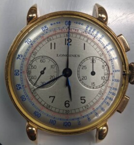 Longines chronograph dial restoration before